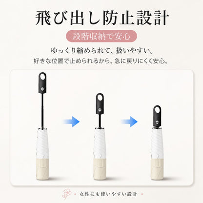 HAIBAI™ 形状記憶・超軽量 三つ折りUV日傘｜晴雨兼用・6本骨・自動開閉