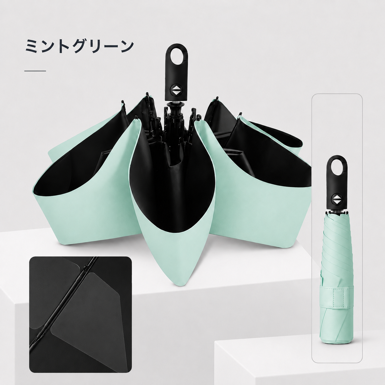 HAIBAI™ 形状記憶・超軽量 三つ折りUV日傘｜晴雨兼用・6本骨・自動開閉