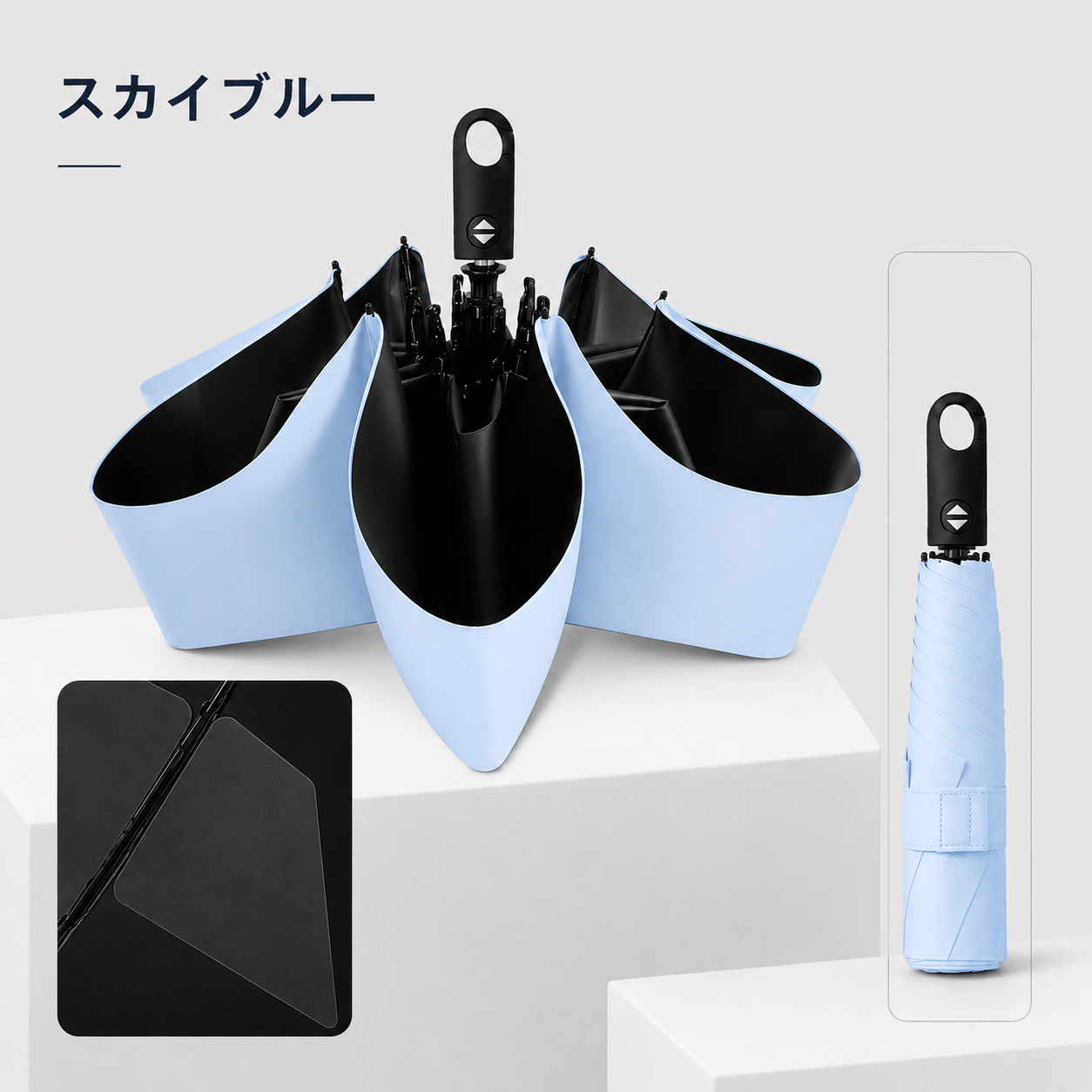HAIBAI™ 形状記憶・超軽量 三つ折りUV日傘｜晴雨兼用・6本骨・自動開閉